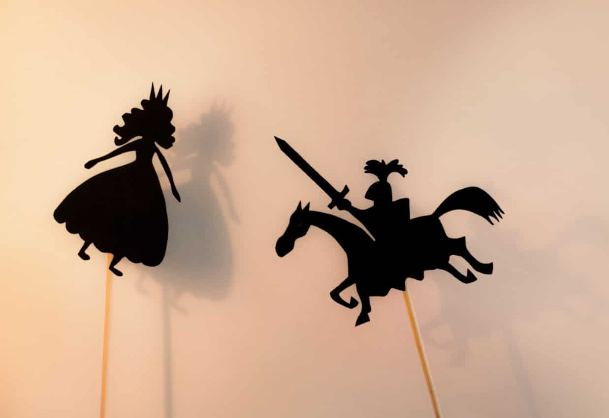 Digital Storytelling , Schattenfiguren Ritter Prinzessin
