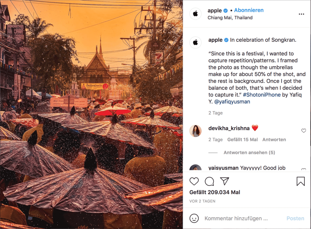 Instagram Marketing Hashtags Beispiel Apple #ShotoniPhone
