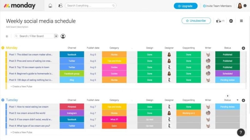 Screenshot Monday Projektmanagement Software