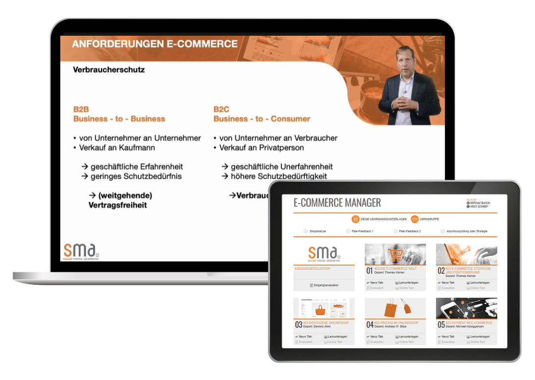 E-Commerce Manager Weiterbildung - Mockup Lernen