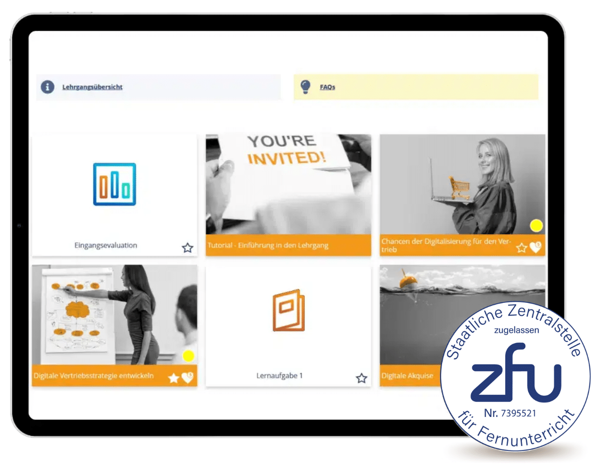 Digital Sales Manager Weiterbildung ; Mockup Tablet mit Siegel