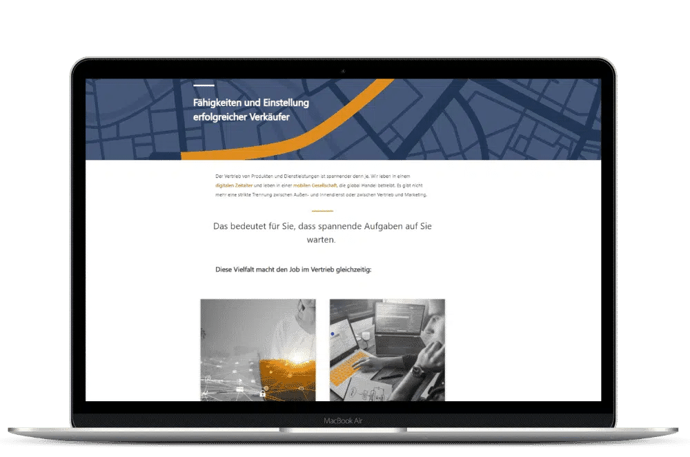 Laptop mit Ausschnitt aus Fit for Sales Weiterbildung